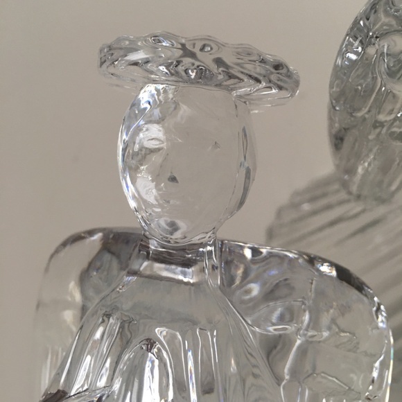 Avon Vintage 24% Lead Crystal Glass Praying Angels Candle Holders Set 7" Holiday - Picture 8 of 16